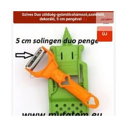   Szíves Duo zöldség-gyümölcshámozó,szeletelő, dekoráló, 5 cm pengével
